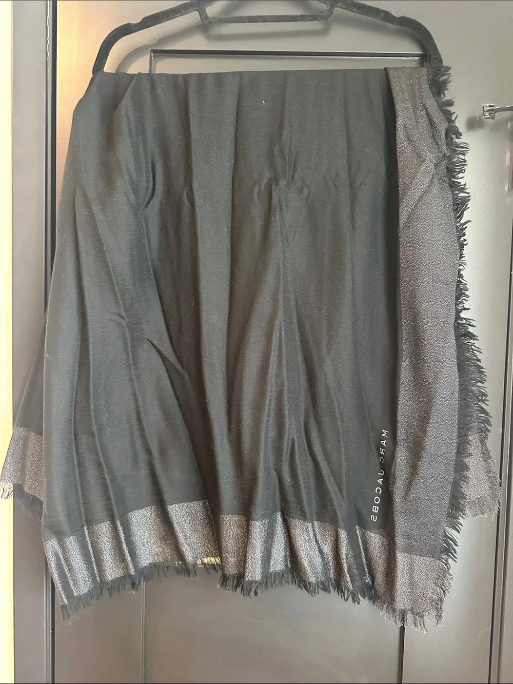 Marc Jacobs Black Shawl with Shimmery Silver Trim